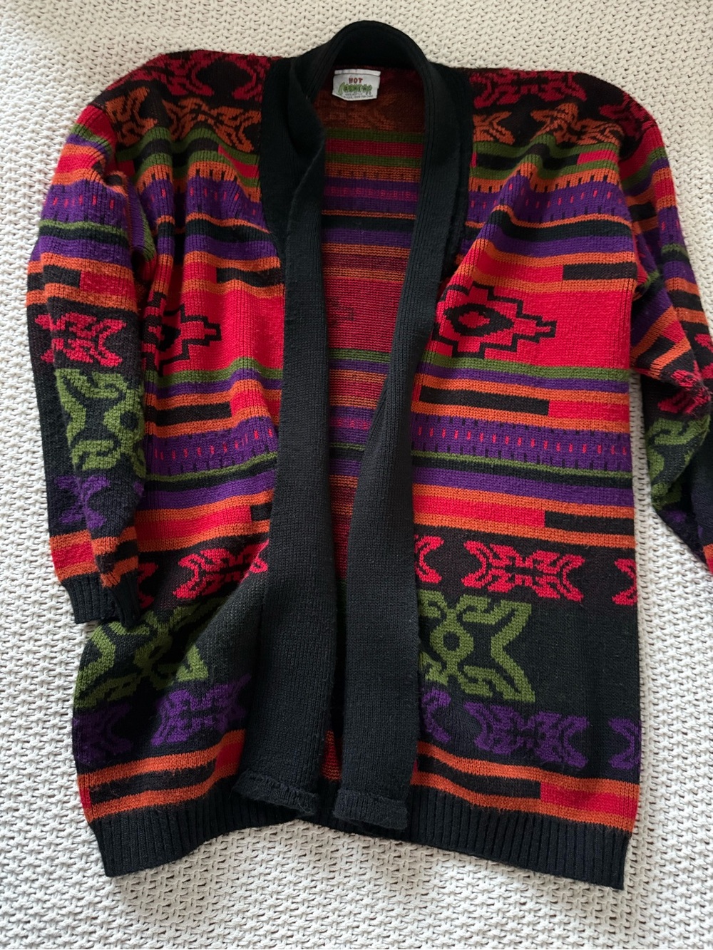 Vintage Hot Cashews USA Southwestern Geometric Long Cardigan Sweater